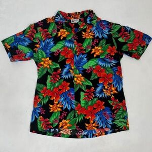 Aloha Republic Men's Hawaiian Shirt L Cotton Floral Button Down Island Style